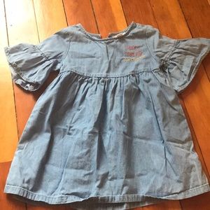 Denim dress with bell sleeve